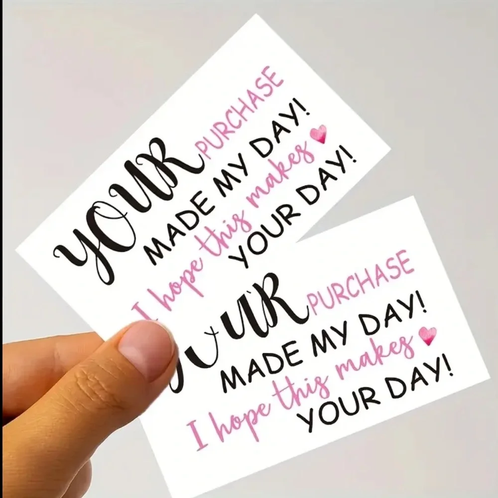Thank You Cards with Pink and Black Text, NEW, 50pcs.